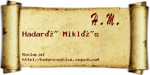 Hadaró Miklós névjegykártya
